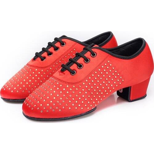 EU26-40 New Style Black Red Gold Silver Children Latin Ballroom Dance Shoes Rhinestones BD Latin Shoes Kids Boys Girls
