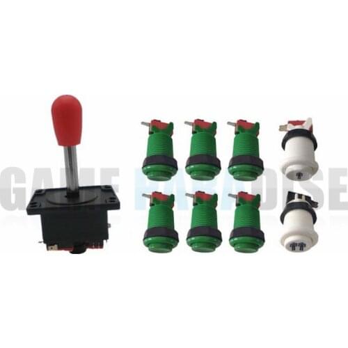 HAPP Joystick With Red Handle and 8 Pcs American Push Buttons For Arcade DIY kit Multicade MAME Jamma Game