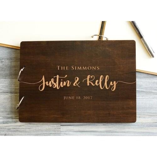 Wedding Guest Book Rustic Guestbook Wood Guest Book Custom Guest Book Calligraphy Wedding Album Gift for Couple Wedding Gift