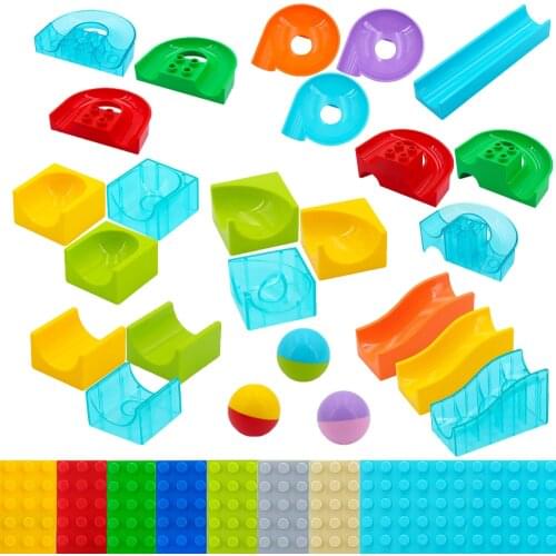 DIY Large Marble Race Run Building Blocks Maze Ball Track Accessories Toys Compatible For Children Big Size Bricks Xmas Gifts