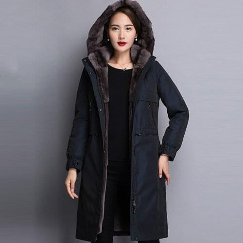 Rex Top Rabbit Quality Warm Coat Real Fur Parka Winter Women Thickening Hooded Jacket casaco YM28DP0066 MF227