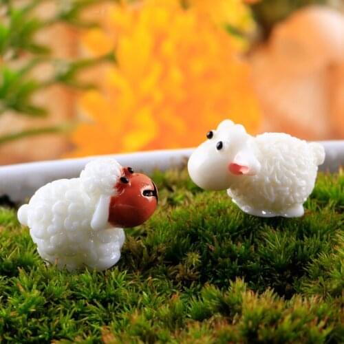 Kawaii Mini Sheep Animal Funny Toys for Children Micro Fairy Garden Figurines Miniatures Bonsai Garden Dollhouse DIY Accessories