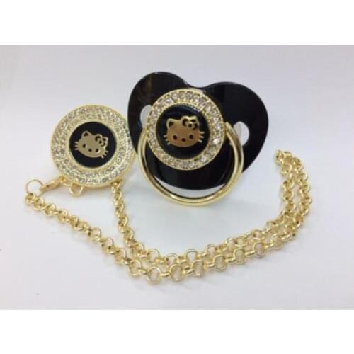 Zircon Cz Pacifier and Chain Set,Baby Newborn Gift,Special Gift for Babies,Birth Gift,Luxury Pacifier,Gold Plated Pacifier 0-6M