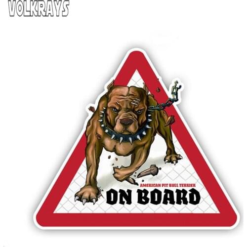 Volkrays Pit Bull Dog Car Stickers Dog on Board Decals Waterproof Sunscreen Decal Warning Sign Funny Stickers PVC,12cm*10cm