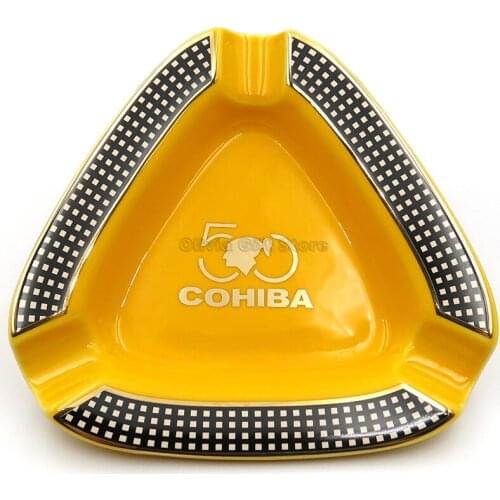 COHIBA 50th Anniversary Porcelain Cigar Ashtray 3 Cigar Ash Tray Tobacco Cigarette Ashtray Holder Smoking Tool With Gift Box