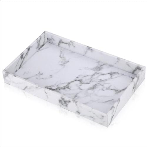 34x21cm Nordic style wooden structure synthetic leather tray wooden serving tray serving platter for Cutlery organizer FT055