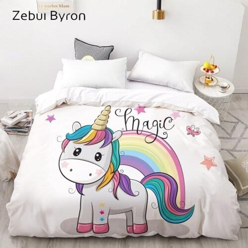 3D HD Duvet Cover Magic rainbow unicorn,Comforter/Quilt/Blanket case Queen/King,Cartoon Bedding for Baby/Kids/Child/Boy/Girl