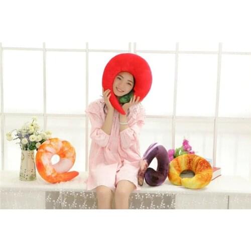 30*30cm Headrest Pepper Croissant Shrimp Shape Sofa Cushion Toy Doll Car Airplane Headrest Gift Birthday Office Neck Pillow