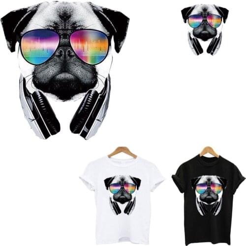 Stripes stickers for clothes pug dog patch application of one iron on patches ironing printing for clothing applique tops stripe