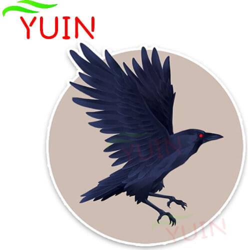 Lovely Raven Car Sticker Fashion Graphic Decoration Accessories Personalized PVC Motorcycle Waterproof Sunscreen Decal 14*14cm
