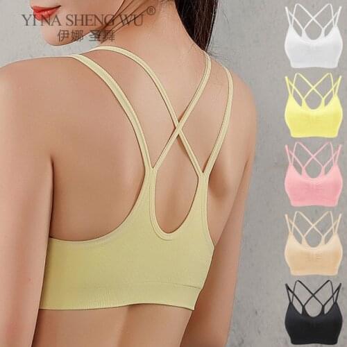 Shockproof Cross Straps Bra Running Gym Sports Bra Top Women Widen Hem Push Up Workout Fitness Quick Dry Yoga Crop Top Brassiere