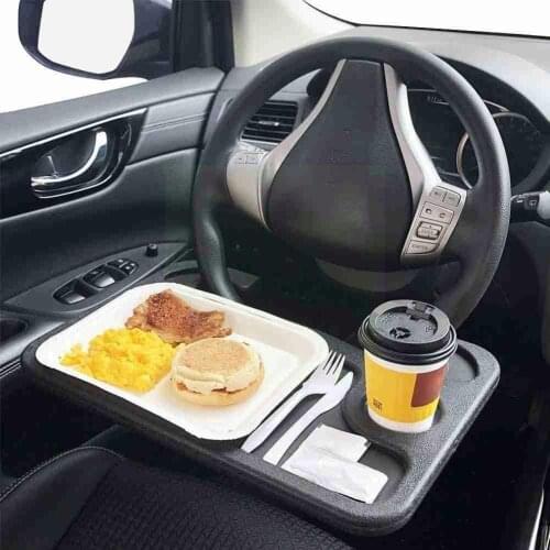 Adjustable Car Steering Wheel Table Board Laptop Notebook Mount Holder Eating Black Tray Desk Stand Universal Drinking J6O7