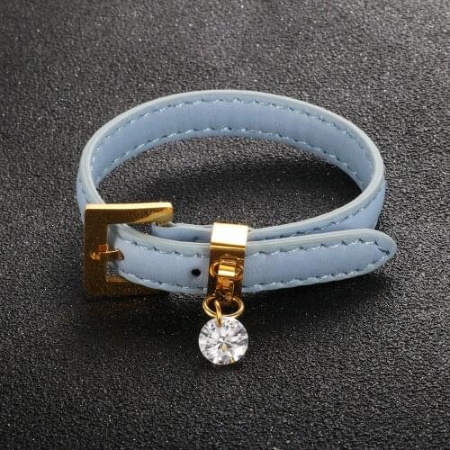 Luxury Brand Adjustable Leather Bracelet Big Zircon Stone Charm Bangle for Woman Man Watch Belt Wristband Wedding Jewelry Gifts