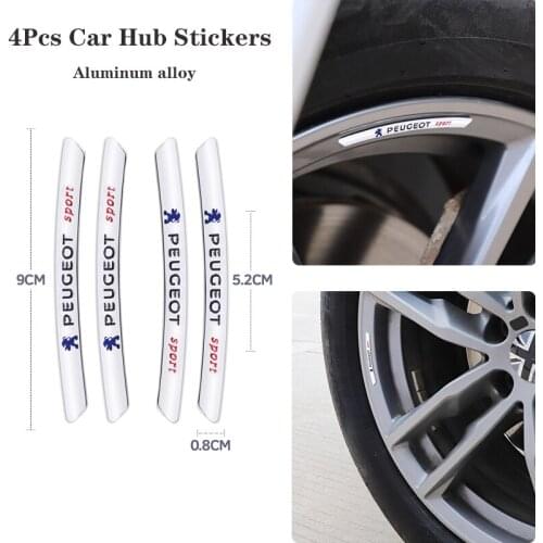 4pcs Car Styling Wheel Hub Aluminium Alloy Sticker For Peugeot 106 107 208GT 301 306 307 308 508 4008 5008 RCZ Expert Manager