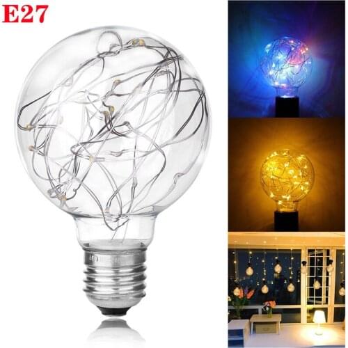 LED Plastic Copper Wire Bulb E27 220V Colorful RGB Fairy Lights Home Party Wedding Party Christmas Day Decoration Night Light