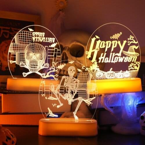 Halloween Decor Ornament Light Pumpkin Skull Ghost Witch Remote Control 6 Color Changing LED Light Halloween Party Decoration
