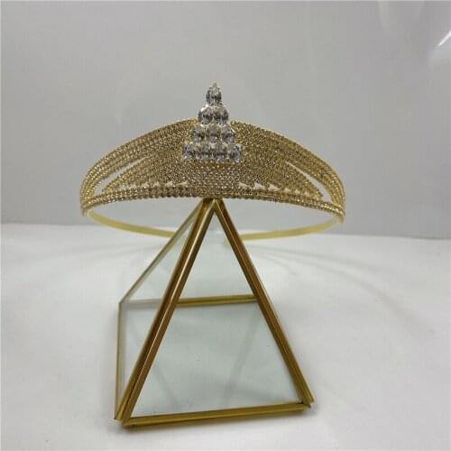 Dropship Gold Color Diadem Bridal Hair Jewelry Crystal Beads Tiaras Rhinestone Crown Headpiece Women Wedding Hair Accessories