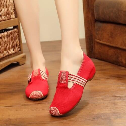 Elastic Band Women Plain Canvas Loafers Blank Denim Fabric Chinese Style Ladies Slip on Cotton Driving Flat Shoes
