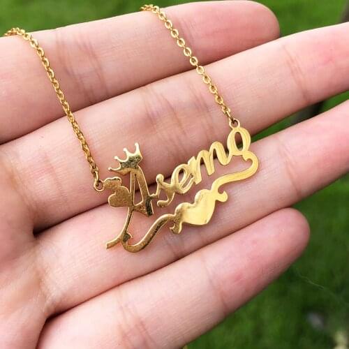 Custom Name Necklace For Women Personalized Gold Heart Ribbon Nameplate Necklace Stianless Steel Chain Choker BFF Jewerly Gift