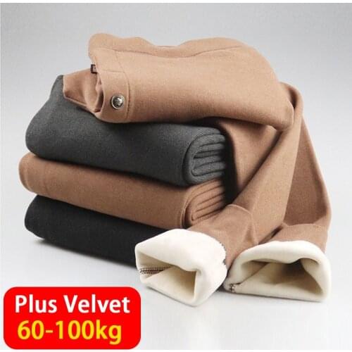 Plus Velvet Thickening 2021 Winter Thermal Underwear Bottoms Mens Leggings Thermos Pants Man Warm Wool Cotton Thicken Trousers