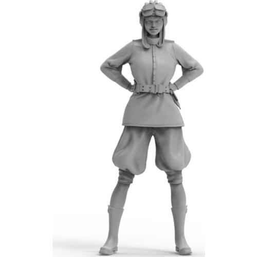 1/35 Resin Model figure GK Bronya pilot Girl in action Unassembled and unpainted kit