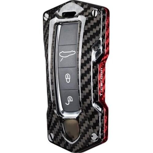 1Pcs Real Carbon Fiber Car Key Case Cover For Porsche Panamera 2017-2020 Cayenne 2018 2019 2020