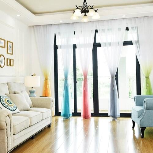 1 PC Gradient Tulle Curtains For Living Room Kids Bedroom Decoration Window Screen Nordic Style Organza Curtains