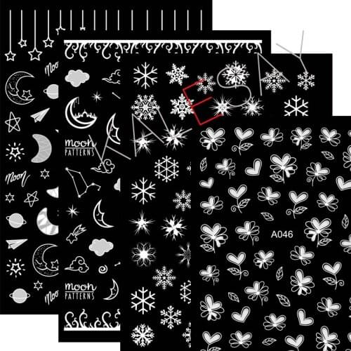 Moon 3D Nail Sticker Manicure Design DIY Sticker Decals Tips Snow Charm Design Adhesive Tips Art for Nail Decoration Butterfly
