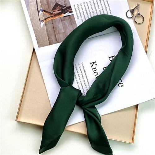 70cm Solid Colors Hijab Scarf For Women Silk Satin Kerchief Neck Scarfs For Ladies Square Headband Cute Handkerchief Bag Scarves