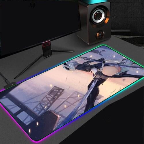 Anime Peripheral NieR Colorful LED USB Gamer Computer Keyboard Carpet Pad Notebook PC Anime Desk Mat Gaming Large Rgb Mouse Pad