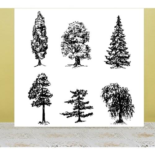 AZSG Willow Pine Trees Clear Stamps/Seals For DIY Scrapbooking/Card Making/Album Decorative Silicone Stamp Crafts