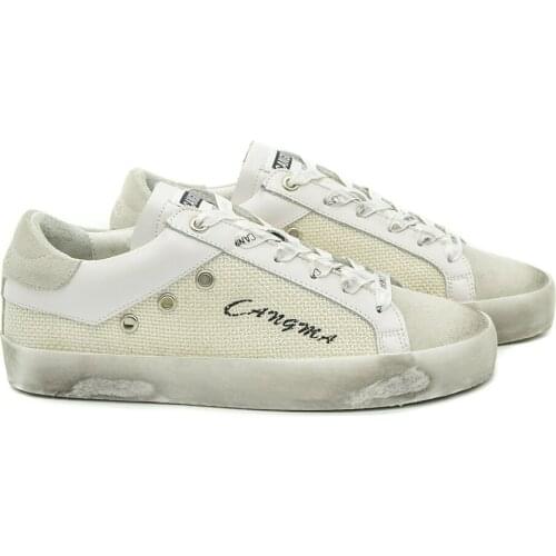 CANGMA Luxury Brand Italy Designer Shoes Autumn Man White Gray Hemp Vintage Sneakers Men Casual Shoe Male