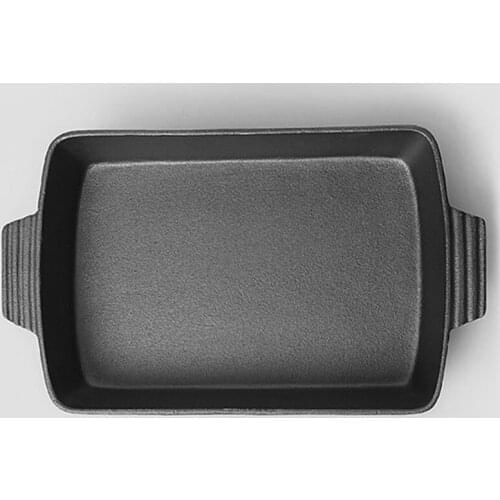 Cast iron fish frying pan thickened steak barbecue uncoated pan electromagnetic stove cooking BBQ pot griddle plate baking tray