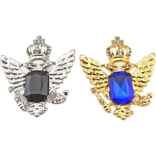 T Unisex Jewelry Rhinestones Hollow Crown Resin Gem Wing Brooch Pin Women Men Party Jewelry