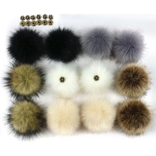 Null 1Pc 14 Colors 15cm DIY Artificial Fluffy Pompom Ball Solid Color With Removable Brooch Pins Buckle For Knitting Hat Shoes