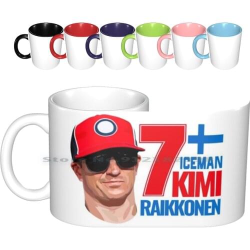 Kimi Iceman Ceramic Mugs Coffee Cups Milk Tea Mug Bottas Iceman Track Finland Downforce Creative Trending Vintage Gift Bottle