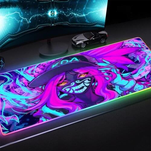 LOL MousePad RGB LED Gamer Laptop MousePad Natural Rubber Non-slip Large Mousepad Anime Girl Desktop Decoration Table Mat Csgo