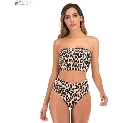 Para Praia New High Waist Swimsuit Plus Size Bikini Set Bandeau Swimwear Sexy Off Shoulder Swimwear Women Beachwear Bathing Suit
