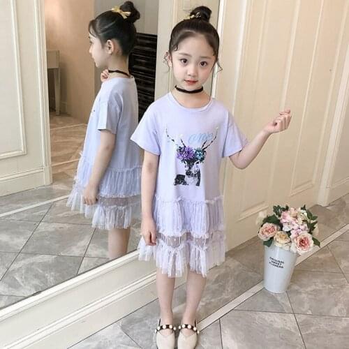 Patchwork Girl Dresses Cartoon Dress For Kids Summer Dress For Girls Casual Childrens Dress Spring Clothes For Girl 4-12 Years