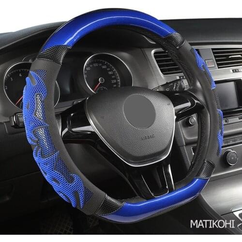 MATIKOHI Carbon Fiber Leather Car Steering Wheel Cover For Fiat 500 500X Ducato Grande Punto Tipo Panda Freemont Bravo Stilo