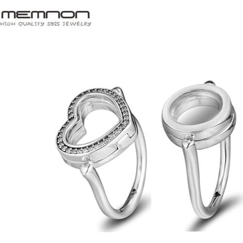 Memnon Sparking Heart Locker Rings for women 925 Sterling Silver logo locker Rings DIY Fashion Feamle Ring European Jewelry