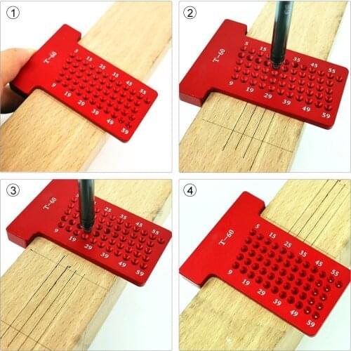T-60 Hole Positioning Metric Measuring Ruler 5-60mm Straight Ruler T-ruler Marking Ruler Woodworking Ruler for Parallel Line Hol