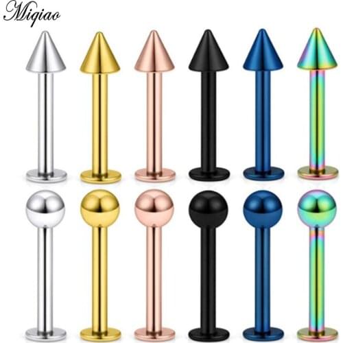 Miqiao Stainless Steel Hot 12 Piece Set Rose Gold Lip Nail Lip Ring Ear Flat Ear Piercing Jewelry for Women Men