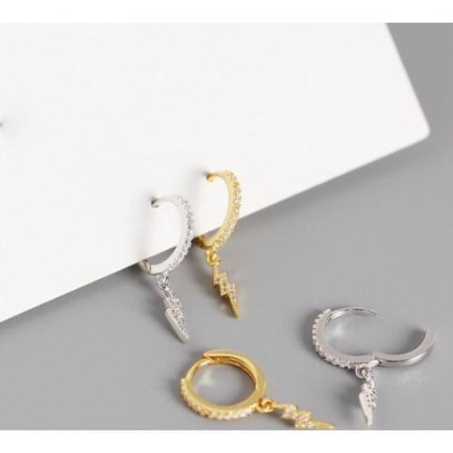 Fashion S925 Silver Color Earrings Lightning Earring Charm Micro Inlaid Zircon Jewellery Girlfriend Gifts Women Jewelry