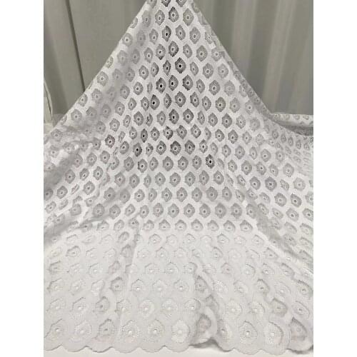 Latest nigerian white guipure lace fabric 2021 high quality embroidery african cord laces water soluble fabrics 5 yards/piece