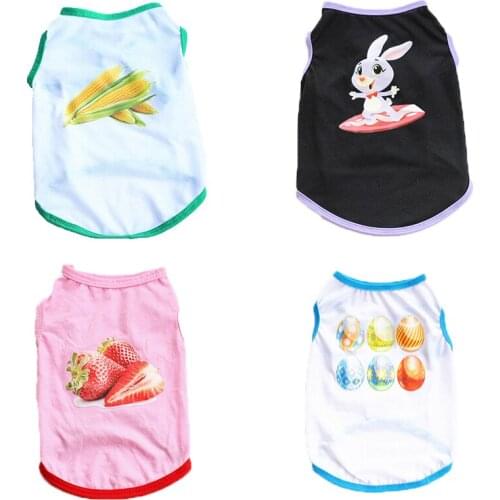 New Fashion Summer Cute Dog Pet Vest Puppy Printed Cotton T Shirt Puppy Costumes Clothing Pet Products for Small Dogs Size: XS-L