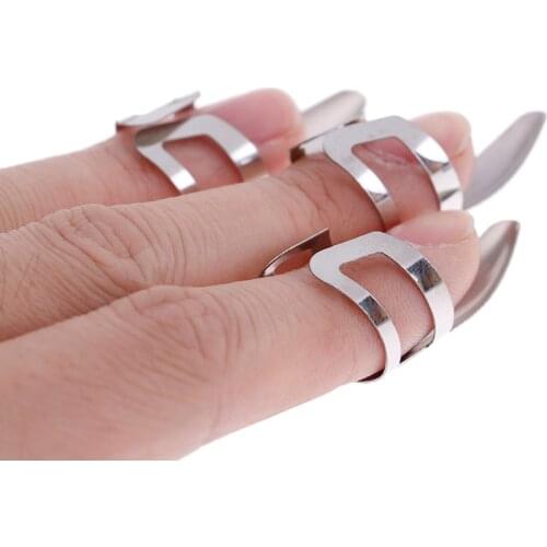 New 3 Finger Nail Guitar Picks Plectrums Set Metal Acoustic Electric Bass Guitar Accessories Stainless Steel