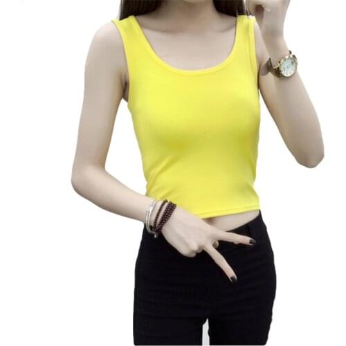 New Arrivals Solid Summer Women Crop Top Sexy Black / Grey / Red / White / Yellow Female Tank Tops Short Blouse Camisa