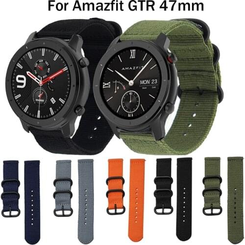 New Nylon Canvas Wirst Strap For Huami Amazfit GTR 47MM Smart Watch Band Replaceable Bracelet Accessories Strap for Vivoactive 4