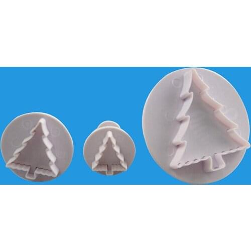 New Christmas Tree Plastic Cake Cookie Biscuit Cutter Printing Plunger Mold Fondant Baking Cake Decorating Tool Food Coloring